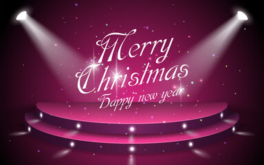 The spotlight hits the semicircular stage, Christmas background.