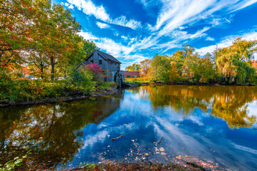 Old Watermill in Midway Village of Rockford Town, Illinois