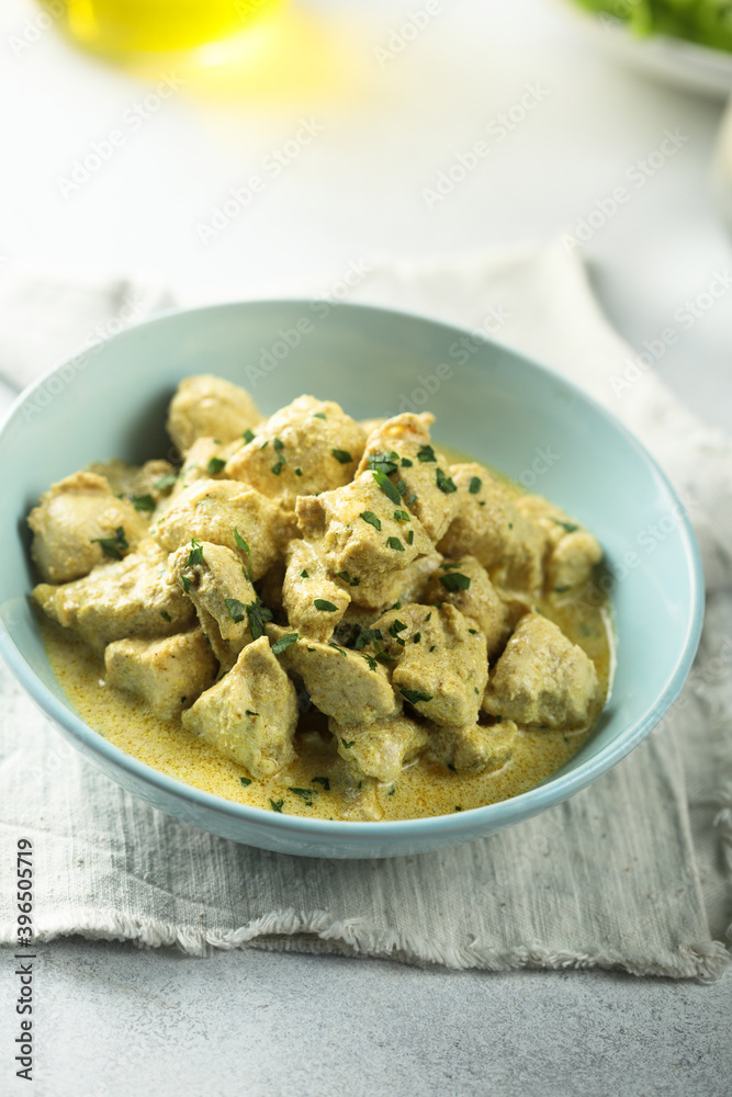 Canvas Prints Traditional homemade chicken curry with coconut milk