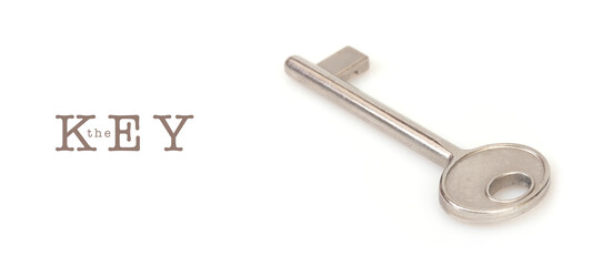 Mockup door key isolated on white background