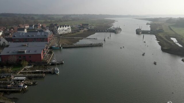 Colne river Tide Barrier Wivenhoe Monitoring Station drone