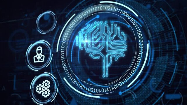 Artificial intelligence (AI), machine learning and modern computer technologies concepts. Business, Technology, Internet and network concept.