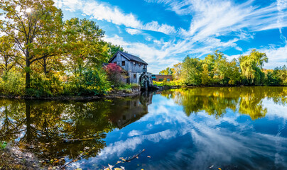 Old Watermill in Midway Village of Rockford Town, Illinois