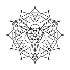 Triangle feminine uterus circle vector mandala coloring book