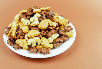 dry breakfast for children on a plate
