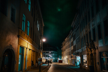 Fototapeta na wymiar Night street of European city