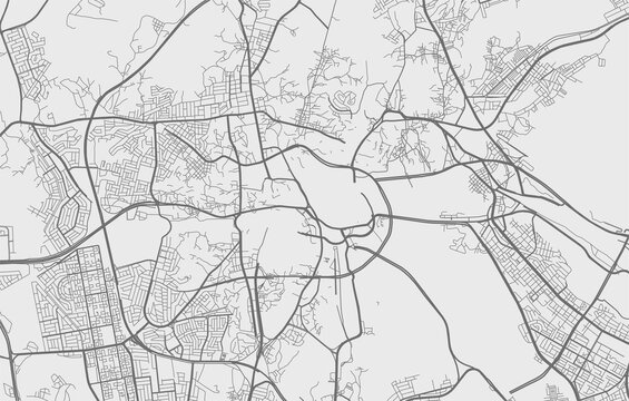 Urban city map of Mecca. Vector poster. Grayscale street map.