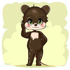 Little mouse. Cute funny animal on an abstract background. Child. Cartoon style. Isolated on white. vector