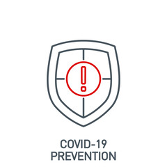 coronavirus protection shield single line icon isolated on white. Perfect outline symbol Prevention Coronavirus Covid 19 pandemic quarantine banner. design warning protect element with editable Stroke