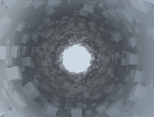 Fototapety  Abstract Atunnel with smal cubes digital 3d illustration
