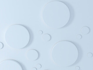 Abstract circles white and blue modern background. 3d render 