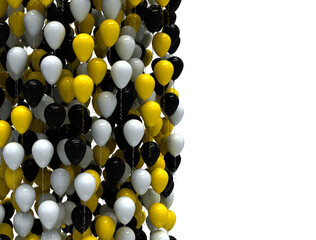 Balloons birthday party anniversary decoration yellow black and white with copy space