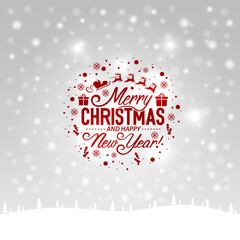 Merry Christmas and happy new year, vector background, design