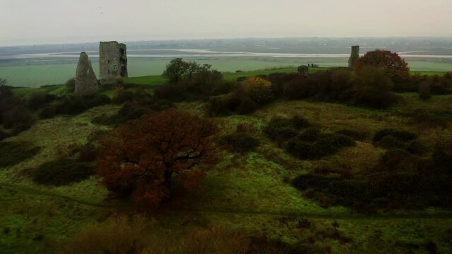 Aerial Hadleigh Castle forward flight through main site DJI Mavic 2 Pro 4K