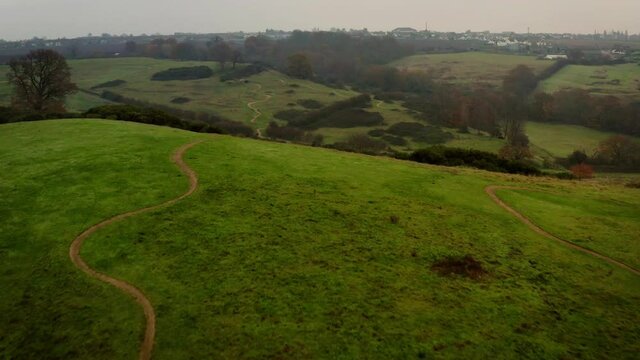 Aerial Hadleigh Castle Olympic Bike Track dip over valley DJI Mavic 2 Pro 4K
