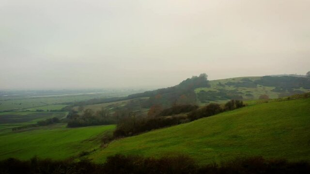 Aerial Hadleigh Castle froward flight over valley DJI Mavic 2 Pro 4K