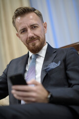 corporate business man portrait at luxury office