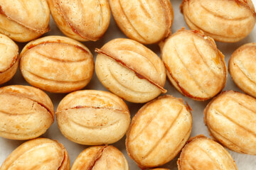 Sweet national Russian cookies - nuts with condensed milk.