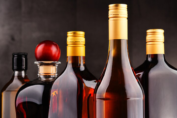 Bottles of assorted alcoholic beverages