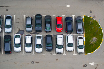 top view of parked cars
