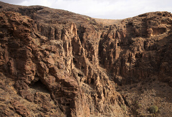 Gran Canaria, landscapes along the hiking route around the ravive Barranco Hondo, The Deep Ravine...