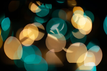 Beautiful decor with Christmas  lights, blur holiday night abstract background
