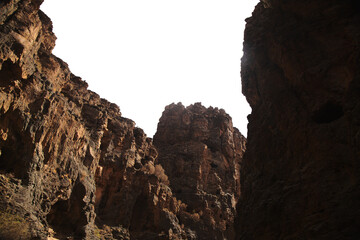 Gran Canaria, landscapes along the hiking route around the ravive Barranco Hondo, The Deep Ravine...
