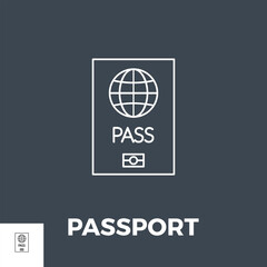 Passport Icon. Passport Related Vector Line Icon. Isolated on Black Background. Editable Stroke.