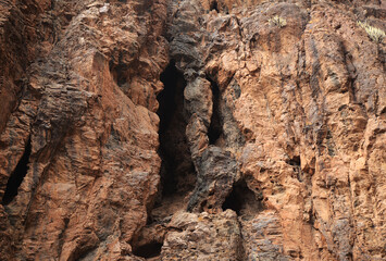 Gran Canaria, landscapes along the hiking route around the ravive Barranco Hondo, The Deep Ravine...
