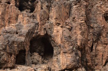 Gran Canaria, landscapes along the hiking route around the ravive Barranco Hondo, The Deep Ravine...