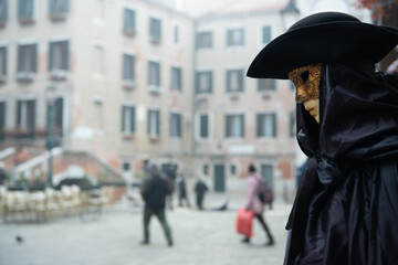 Obraz premium Colorful carnival beautiful masks at a traditional festival in Venice, Italy.
