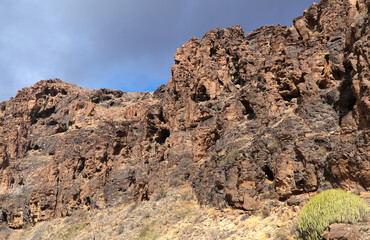 	Gran Canaria, landscapes along the hiking route around the ravive Barranco Hondo, The Deep Ravine...