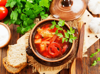 Soup with fresh cabbage