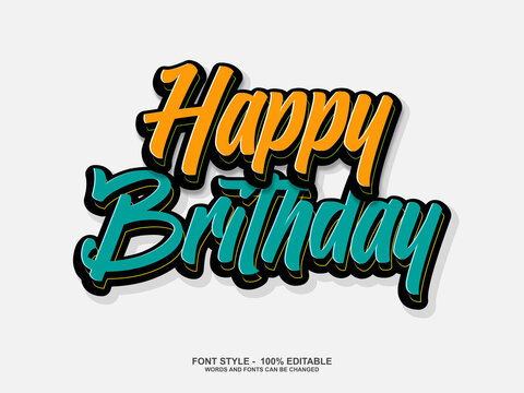 Font Style Editable, Happy Brithday