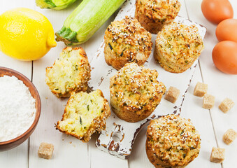 Muffins with zucchini and lemon