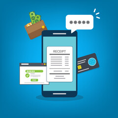 Smartphone with a notification on financial transaction. Online payment concept.