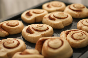 Cinnabons  on a baking sheet