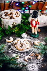 Christmas AUSTRIAN VANILLEKIPFERL on a Christmas  background