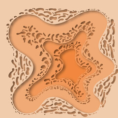 cut paper, orange background in paper style abstract, illustration