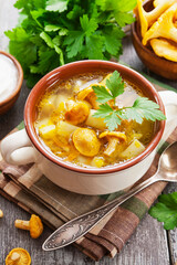 Soup with chanterelles