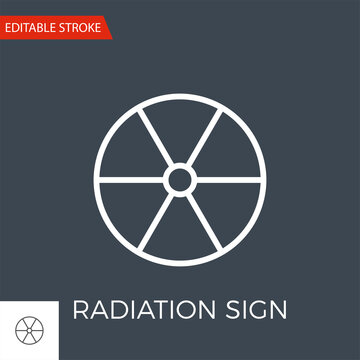 Radioactive Thin Line Vector Icon. Flat Icon Isolated on the Black Background. Editable Stroke EPS file. Vector illustration.