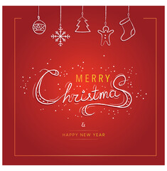 Merry Christmas and Happy New Year lettering template. Winter holidays related typographic vector illustration. Christmas poster background