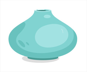 Volumetric handcraft ceramic flower vase isolated on white