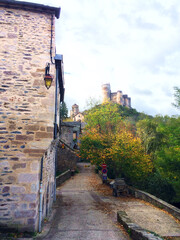 view of a touristic medieval castle in the French village Najac where Vincent van Gogh lived