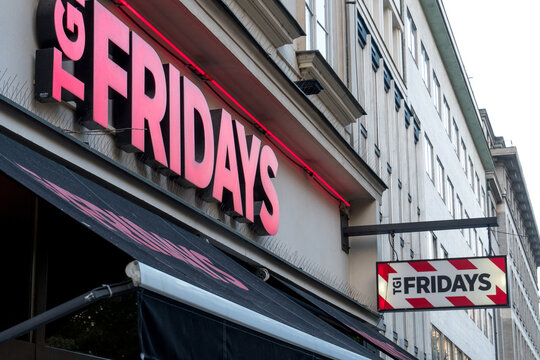 Prague, Czech Republic - July 24, 2020: Signage of TGI Friday's, American restaurant chain