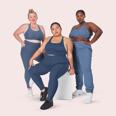 Body positivity diverse curvy women sportswear