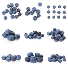Group of fresh blueberries isolated on white background . full depth of field