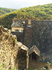 view of a touristic medieval French village Najac where Vincent van Gogh lived