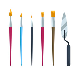 Paintbrush artist tool kit isolated on white background