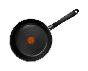Frying pan with non-stick coating top on white background